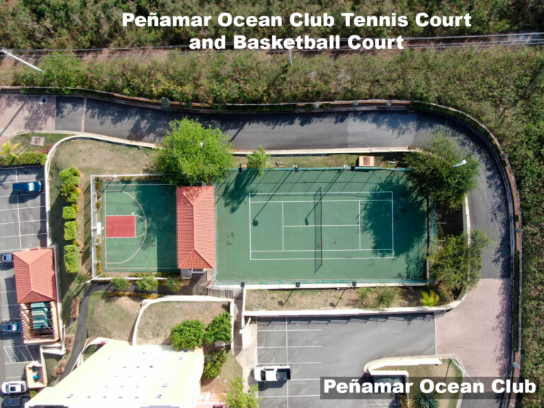 Aerial View Tennis Court and Basketball Court