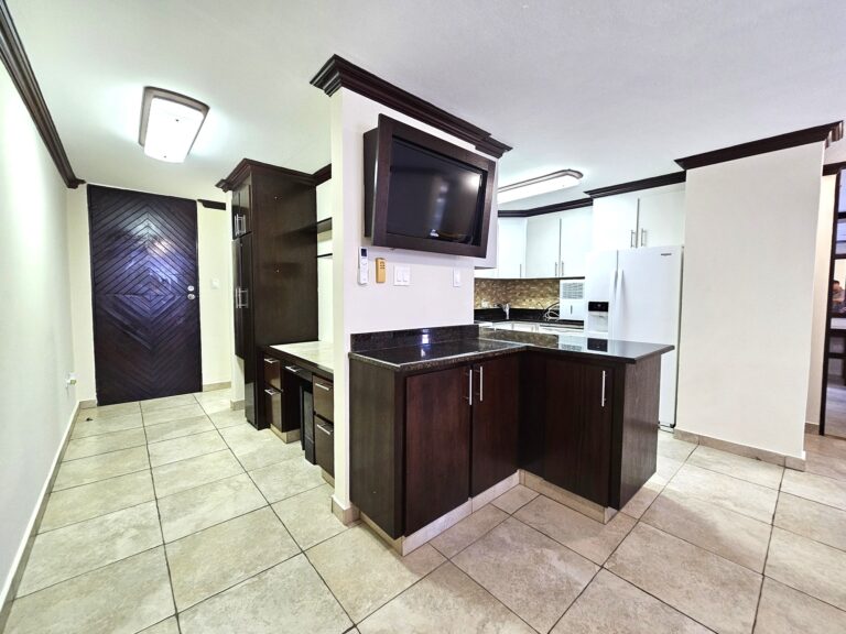 Entrance, Desk and Kitchen View